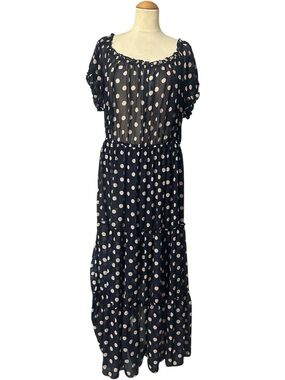 Kate and Lily Polka Dot Maxi Dress Navy Size 20W